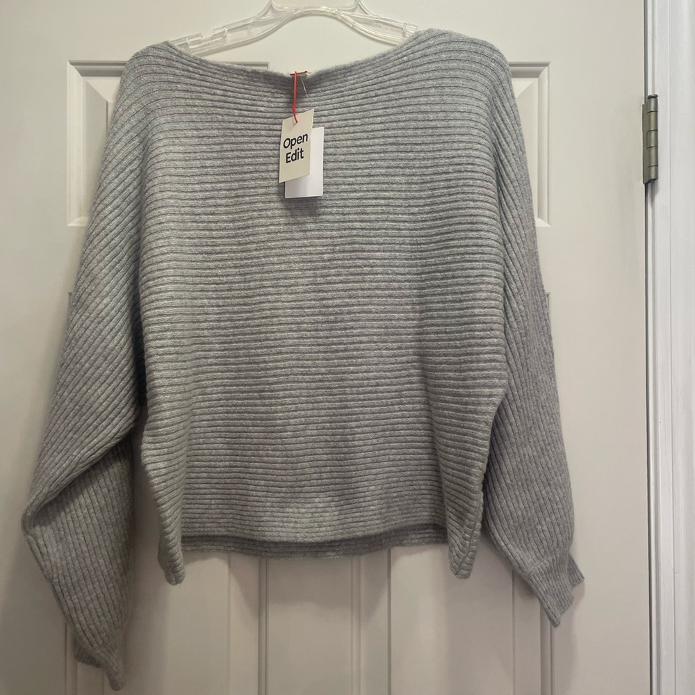Nordstrom NWT Light Gray Off-the-Shoulder Sweater